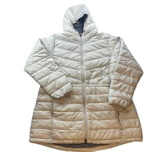 Columbia Puffer Jacket Ivory Cream Long 2X Plus Quilted Coat